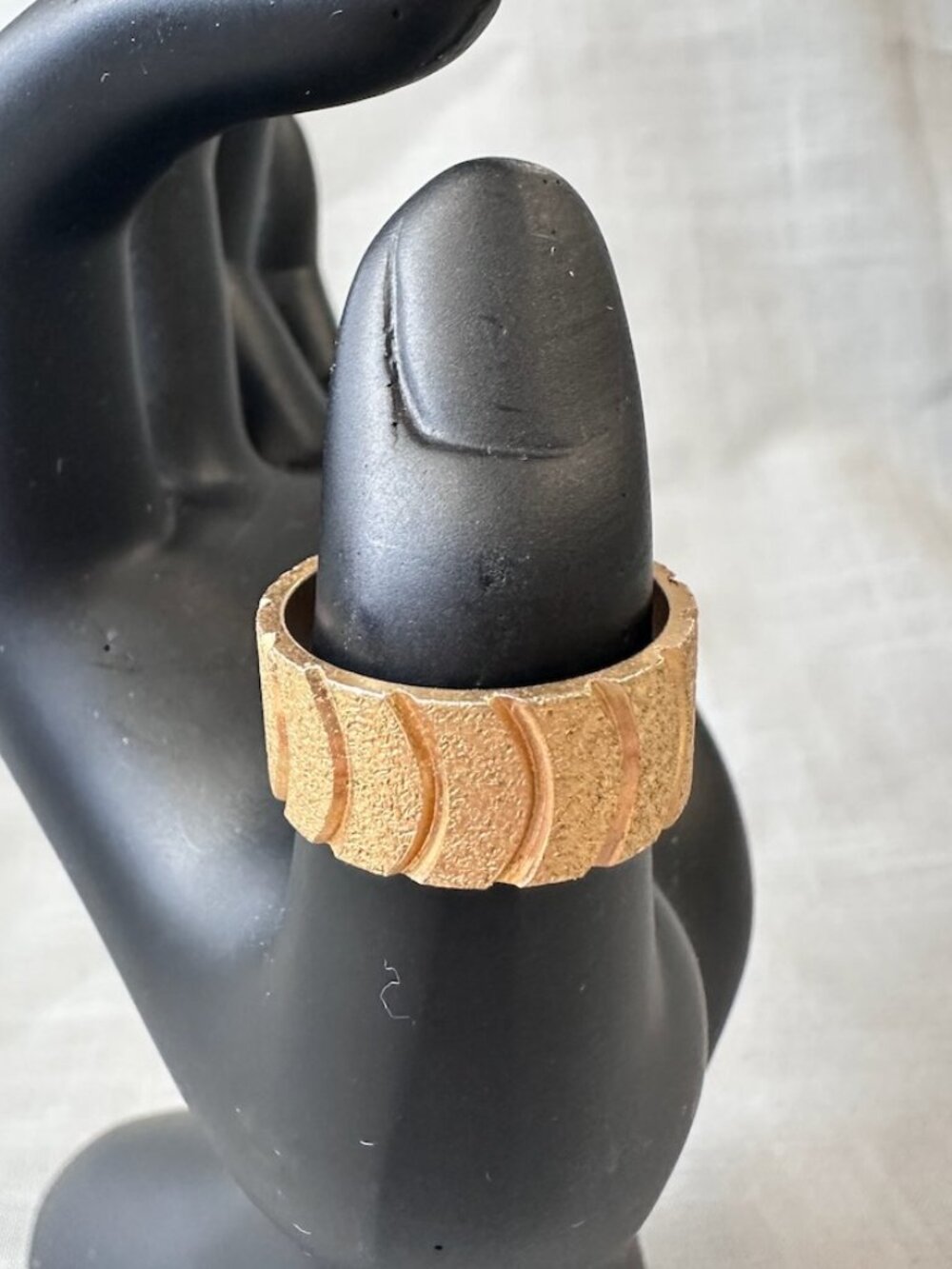 Vintage Wide Gold Tone Ring with Curved Band Design